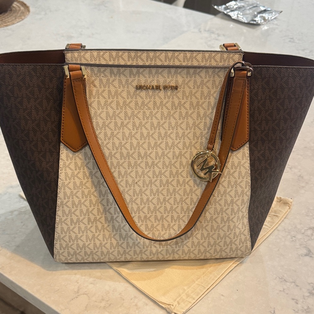 Michael Kors Tan and Brown Tote Bag